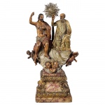 Santíssima Trindade. Imaginária sacra luso-brasileira, séc. XVIII-XIX, de terracota policromada com