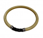 Pulseira em marfim com detalhe em couro. Medindo:8 cm diâmetro.