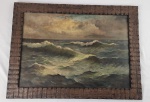 Óleo sobre madeira " Mar revolto". Medindo:  37 x 53 cm. com moldura: 47 x 64 cm.
