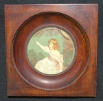 Antiga placa emoldurada pintado a mão em marfim, representando " Segundo Sir Joshua Reymonds " ( Plympton 1723 / 1792; Londres), assinado Medindo 14,5 x 14,5 cm