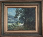 EDGAR WALTER (Minas 1917- Rio 1994) - Obra em óleo sobre placa, "Secretário, Petrópolis", assinada no canto inferior direito e verso, datada 1975, proteção de moldura de madeira patinada e paspatur de linho. Medida da obra 38 x 46cm. Medida total 68 x 60cm.