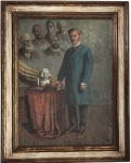 BRASIL SÉC XIX - Palaciana obra em óleo sobre tela, "retratos de figuras masculinas", proteção moldura de madeira patinada. Medida da obra 72 x 96cm. Medida total 95 x 1,20cm.