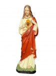 ARTE SACRA, um (1) imaginário representando Sagrado Coração de Jesus confeccionado em estuque patinado com pintura em policromia e realces em douração, apresenta bicados e falhas na patina, medindo 43cm de altura.
