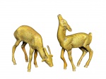 ESCULTURAS, duas (2) esculturas representando veados confeccionadas em bronze dourado, medindo 22,5x15cm e 17,5x19,5cm.
