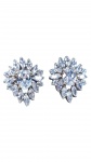 JOIA, par (2) de brincos para orelha furada, confeccionados em PRATA DE LEI, contrastado 925, com rica incrustação de cristais facetados no feitio de grão e cabochão ao centro, medindo 2x1,5cm e peso total bruto 9g.