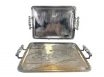 METAL PRATEADO - Lote (2) bandejas confeccionada em metal espessurado à prata , sendo 1 da manufatura Wolff , 49 x 33 cm e 47 x 32 cm , necessitam de banho (no estado)