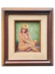 ASSINATURA DESCONHECIDA, "Nu Feminino", OSE. c/ moldura em madeira, medindo 53x47cm e obra 26,5x21cm.