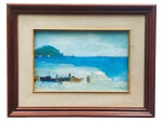 ASS. DESCONHECIDA, "Marinha",OSE., datado de 1991, moldura em madeira escura, medindo 35x46cm e obra 18,5x28,5cm.