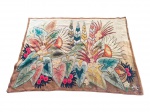 TAPEÇARIA, uma (1) tapeçaria assinada por ZELY, artista do Ceará, com composição floral e folhagens estilizadas, em policromia, assinada no canto inferior direito, medindo 180x138cm.
