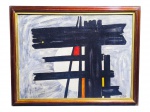 WELLES (?), "Arte Abstrata', OSE., moldura em madeira escura, datado de 1969, medindo 68,5x86,5cm e obra 56,5x75,5cm.
