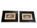 QUADROS, dois (2) quadros com reproduções decorativas, ambos identificados SCOGNAMIGLIO  POMPEI, representando putti em composições de gosto clássico, emoldurados sob vidro, moldura em madeira escura, medindo 27,5x35,5cm, leves marcas do tempo e parte traseira solta.