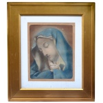 Madona. Moldura dourada. 34 x 28 cm (MI). 64 x 56 cm (ME).