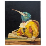 Assinatura Inelegível. Composição Surrealista - Passa Louca. Série Crise de Criação. Óleo s/ tela. Ass, titulado e datado no verso. 50 x 40 cm.