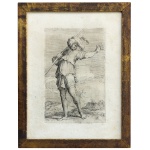 SALVADOR ROSA - Século XVII - Soldado de Estilo Comum - Gravura em metal. Ass. com as iniciais, cie. 20 x 15 cm (MI). 23 x 18 cm (ME).