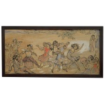 HELIOS SEELINGER (Rio de Janeiro, 1878 - 1965)  Cena Festiva, Dançarinos em Baile Popular. Ass. cid. 17 x 36 cm (MI). 40 x 20 cm (ME). Pintor, desenhista, caricaturista. Forma-se na Escola Nacional de Belas Artes (Enba) entre 1891 e 1896, e freqüenta também o ateliê dos irmãos Henrique Bernardelli (1858-1936) e Rodolfo Bernardelli (1852-1931)