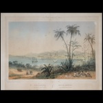 RIO DE JANEIRO  Vista Tomada de Santo Domingo. Litografia. 43 x 60 cm. Apresenta sinais de sujicidade no papel. Reproduzida em livros.