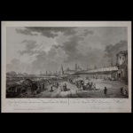 Vue du Klemlin et de Ses Environs à Moscou - Gravura com texto bilingue francês e russo. Publicada em 1799 com o privilégio de Sua Majestade Imperial Paulo Primeiro, Imperador de todas as Rússias. Desenho de Gérard de La Barthe de 1799 e edição de F.B.Lorieux. 52 x 75 cm.