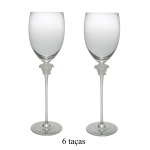 ROSENTHAL Design da MAISON VERSACE. Modelo Medusa Lumiére  Conjunto de 6 taças em cristal transparente com motivo de cabeça de Medusa em alto relevo Peças assinadas e sem uso. 30 cm.