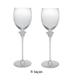 ROSENTHAL Design da MAISON VERSACE. Modelo Medusa Lumiére  Conjunto de 6 taças em cristal transparente com motivo de cabeça de Medusa em alto relevo. Peças assinadas e sem uso. 28 cm.