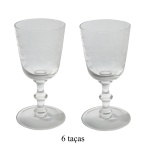 Conjunto de 6 copos em cristal translucido e com decoração em arabescos. 17 cm.