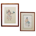 CARYBÉ, HECTOR (Lanús, Argentina, 1911 Salvador, BA, 1997)  Deusa dos Ventos e das Tempestades. Lote constando de 2 gravuras. Ass. 30 x 18 cm (MI). 42 x 33 cm (ME) / 37 x 25 cm (MI). 52 x 40 cm (ME).