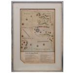 Ilustração a cores representando Carta de Jorge Reinel. Apresenta mapa, ladeado por texto informativo com os dizeres, ...este mapa da autoria de Jorge Reinel e confeccionado por volta de 1540.... o original encontra-se na Biblioteca Nacional de Florença e reproduzido na Portugaliae Monumenta Cartographica, que Armando Cortesão e Avelino Teixeira da Mota, organizaram em 1960. 42 x 25 cm (MI). 56 x 40 cm (ME). Moldura em madeira. Manchas de oxidação.