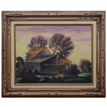 GUIDO TOTOLI (Mercato Silento, Itália, 1937)  Paisagem Campestre com Casa Rústica. Óleo s/ tela. Ass. cid. 40 x 50 cm (MI). 58 x 69 cm (ME). Pintor, escultor, desenhista, ceramista e artista plástico.