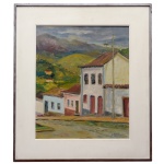 GIANCARLO ZORLINI (São Paulo, 1931)  Paisagem Urbana com Casario. Óleo s/ tela. Ass. e datado 77, cid. 44 x 36 cm (MI). 62 x 54 cm (ME). Médico e pintor brasileiro, iniciou seus estudos no Colégio Dante Alighieri até o colegial. Filho do também pintor e escultor Ottone Zorlini.