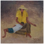 EVECTO M SOUSA  Sinta-o Intimamente. Óleo s/ eucatex. Ass. cid. 30 x 30 cm.