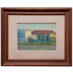 INNOCENCIO BORGHESE (São Paulo, 1897 - 1985)  Casarão Velho da Rua ...... Óleo s/ tela. Ass. cid. 17 x 24 cm (MI). 37 x 44 cm (ME). Necessita de nova moldura (com danos). Pintor e professor, viveu e trabalhou em São Paulo, sendo ativo participante do Salão Paulista de Belas Artes entre as décadas de 1930 e 1950.
