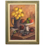 B. K. HOFFMANN  Natureza Morta com Frutas e Flores. Óleo s/ tela. Ass. cie. 70 x 50 cm (MI). 88 x 68 cm (ME).
