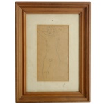 PERCY LAU (Arequipa, Peru 1903 - Rio de Janeiro, 1972) - Nu Feminino. Desenho. Ass. cid. 30 x 17 cm (MI). 52 x 40 cm (ME). Desenhista, ilustrador, gravador e pintor.