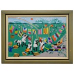 CLECIO  Bandeiras. Óleo s/ tela. Ass. cid. 53 x 73 cm (MI). 66 x 85 cm (ME).