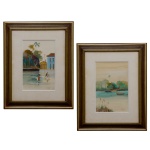 OMAR PELLEGATTA (Lombardia, Itália ,1925 - 2001) - Barco em Dia Chuvoso. Pendant. Ass. cid. 28 x 18 cm (MI).50 x 40 cm (ME). Conhecido como mago dos pincéis, Omar Pellegatta foi um dos últimos pintores com o hábito de sair a campo em busca de paisagens e pessoas para registrar na tela. Acordava todo dia às 4h da manhã e seguia para o ateliê, de onde saía com cavalete, tela, pincéis e tintas à mão. A prática ao ar livre exige rapidez e precisão nas pinceladas, habilidade que aprendeu com os grandes professores ao apurar seu estilo