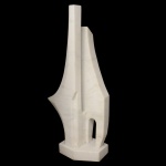 Assinatura não Identificada - Escultura contemporânea em mármore branco , com estrutura vertical. Base chanfrada. Ass. 98 x 43 z 21 cm.