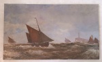 Europa Séc. XIX. Linda marinha óleo sobre tela, extremamente bem pintada representando barcos de pesca com antigo farol atrás. Oportunidade. Não moldurado. Já passou por restauro profissional. Medidas aprox. total 86 x 147 cm.