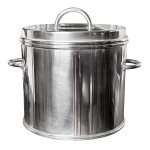 Balde para gelo em metal espessurado a prata da manufatura st James, 22cm de altura e 25cm de largura.