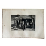 Antiga gravura não emoldurada representando `La nuit de noel` por M. Pierrey do salão de arte de 1890, medindo 32x22cm. Possui anotação a grafite. 