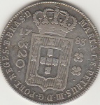P332-320 REIS DE PRATA DE 1783 COROA ALTA