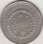 P506-960 REIS DE 1825R,VARIANTE 30T-1D ,RECUNHO SOBRE 8 REALES DE 1804