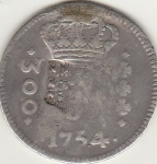 P219-SERIE J , 300 REIS DE 1754B COM CARIMBO ESCUDETE