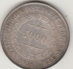 1000 REIS DE PRATA DE 1851, DEF SEM PONTO