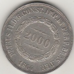2000 REIS DE PRATA DE 1864 LINDISSIMA