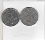 10 CENTAVOS DE 1974 EM DISCO DE 5 CENTAVOS