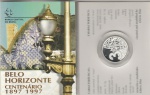 3 REAIS DE PRATA DE 1997 , COMEMORATIVA AOS 100 ANOS DE BELO HORIZONTE, COMPLETA