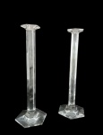 Par de Castiçais Baccarat em Cristal Liso e Facetado.