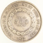 Moeda do Brasil: 500 Réis 1857 - Soberba - Prata 