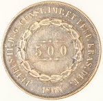 Moeda do Brasil: 500 Réis 1865 - Soberba / Flor de Cunho  - Prata 