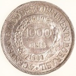 Moeda do Brasil: 1000 Réis 1900 - 4 Centenário do Descobrimento do Brasil - Soberba / Flor de Cunho - Prata 