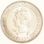 Moeda do Brasil: 500 Réis 1906 - Flor de Cunho - Prata 